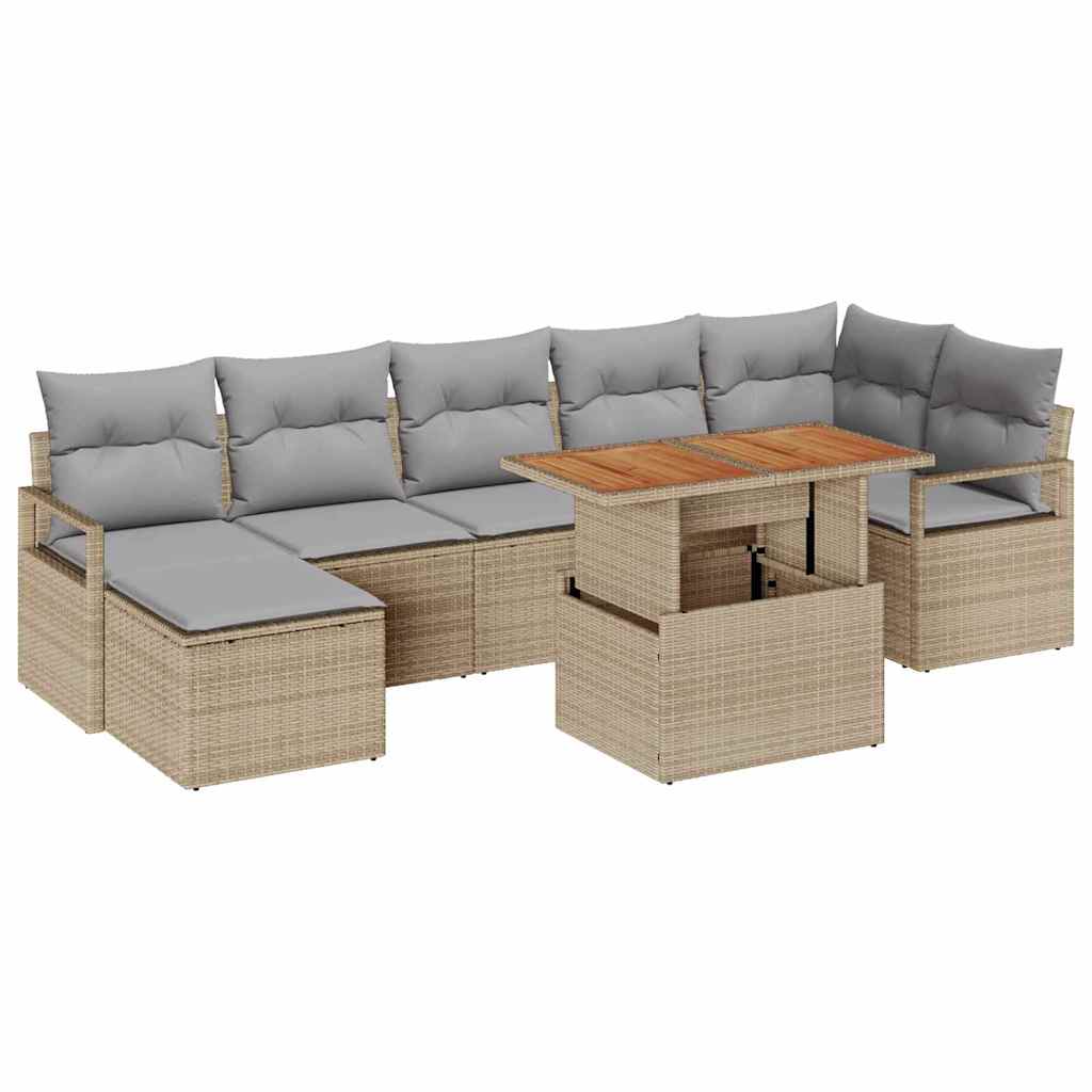vidaXL Garten Essgruppe mit Kissen 8 pcs Beige und Grau