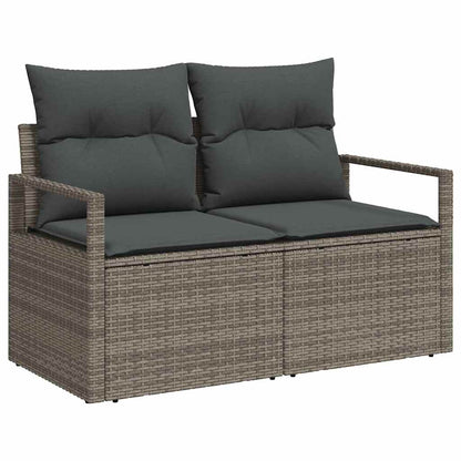 Garten-Sofa-Set mit Kissen 9 pcs Grau und Braun