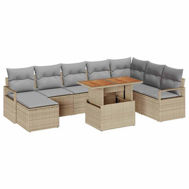 vidaXL Garten-Sofa-Set mit Kissen 9 pcs Beige und Grau