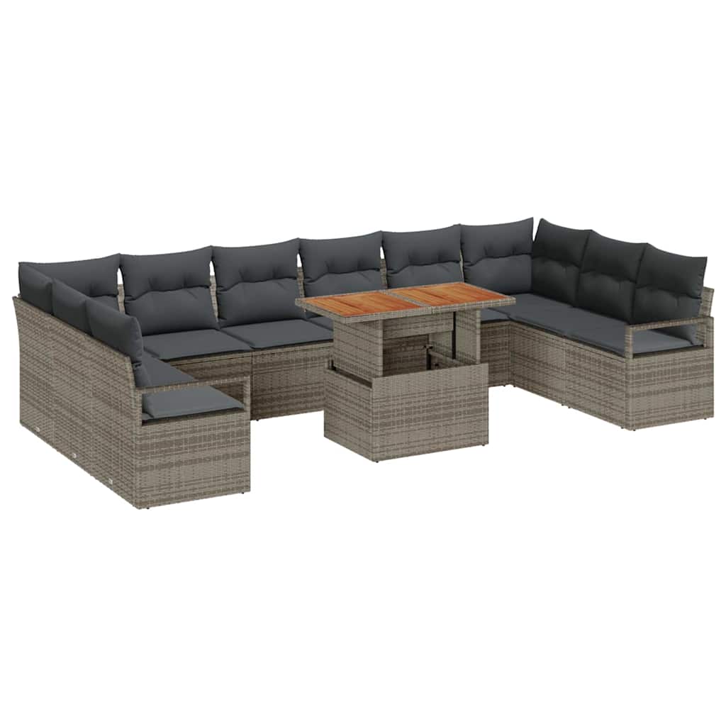 Garten-Sofa-Set mit Kissen mit Kissen 11 pcs Grau und Braun