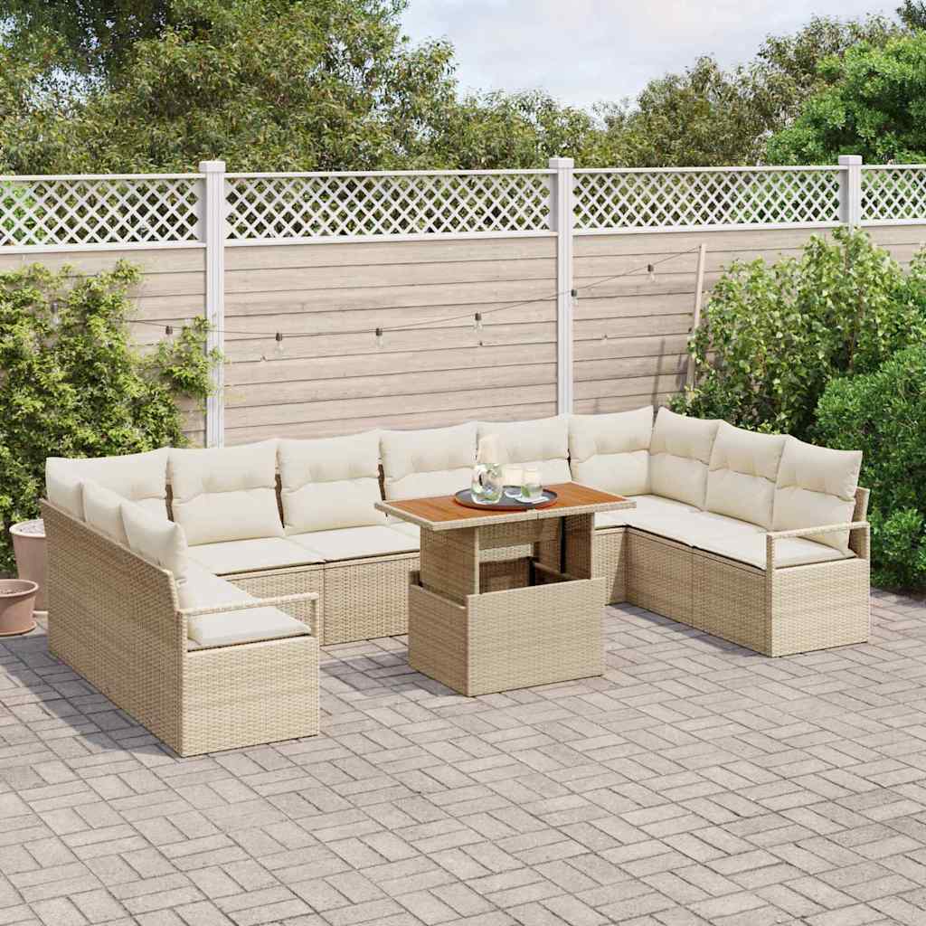 Garten-Sofa-Set mit Kissen mit Kissen 11 pcs Beige und Creme