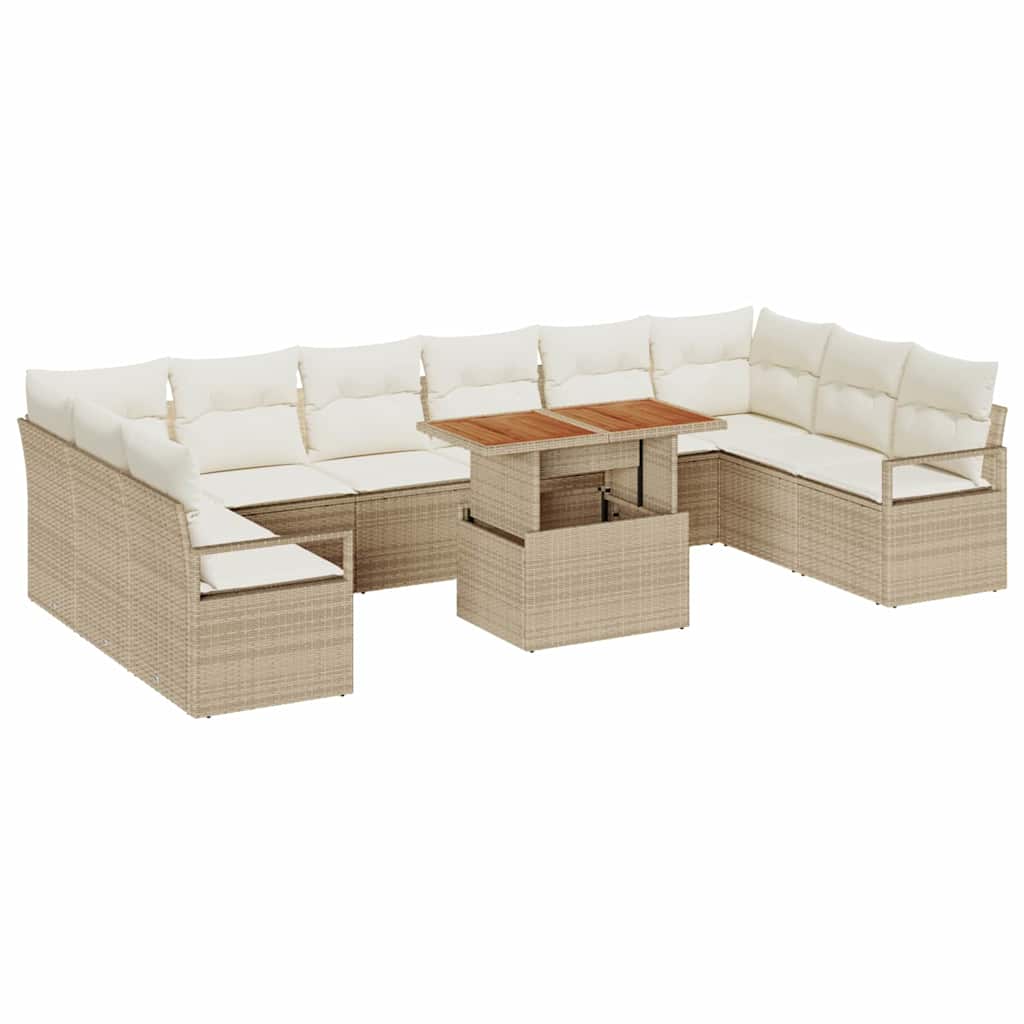 Garten-Sofa-Set mit Kissen mit Kissen 11 pcs Beige und Creme