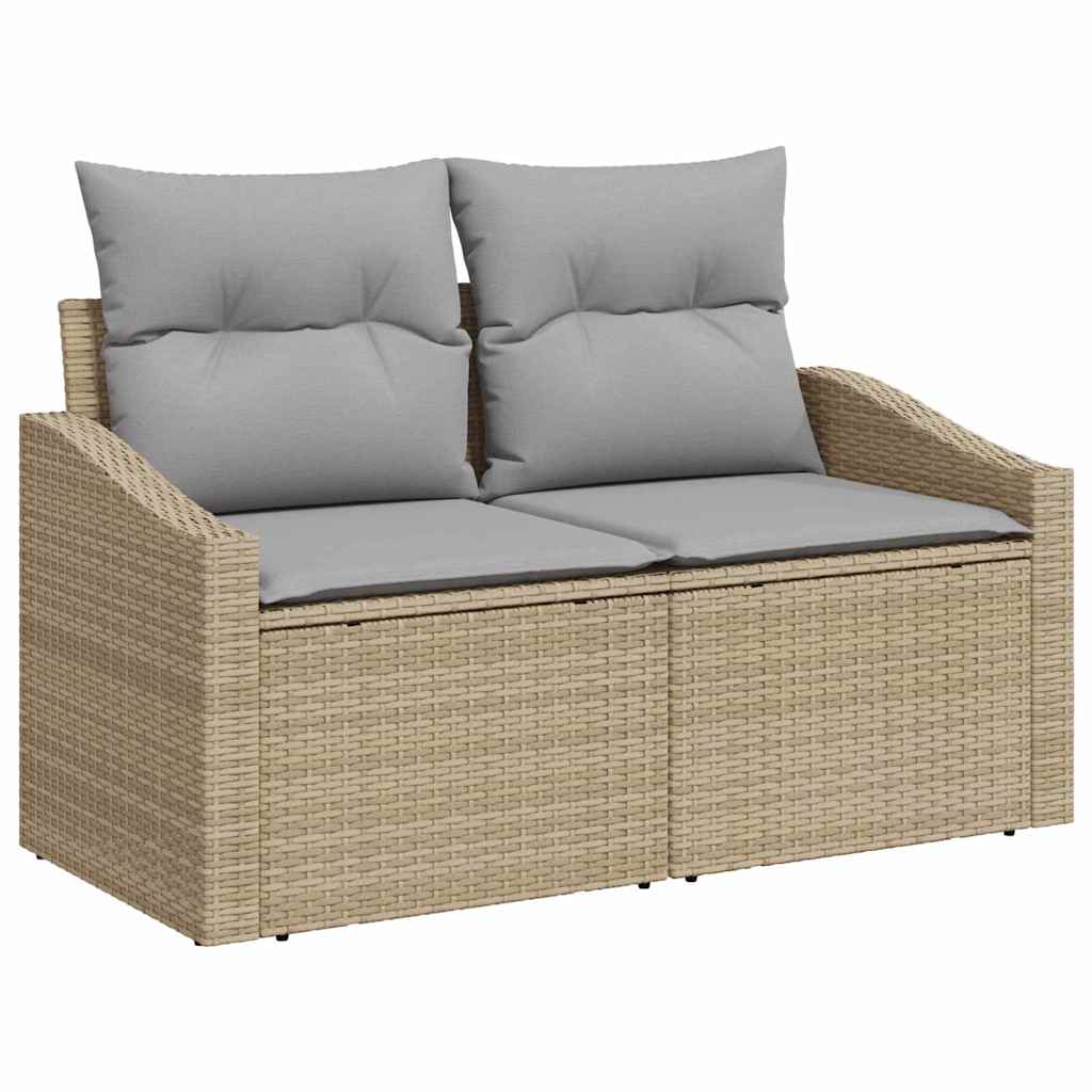 Garten-Sofa-Set mit Kissen 5 pcs Beige Poly Rattan
