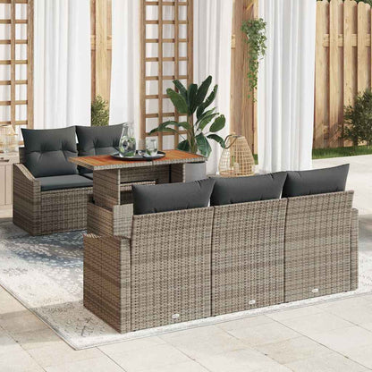 Garten Essgruppe mit Kissen 6 pcs Grau und Braun