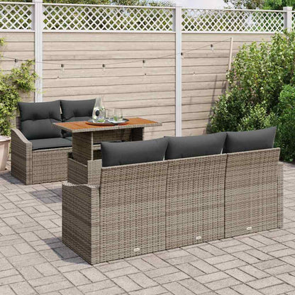 Garten Essgruppe mit Kissen 6 pcs Grau und Braun