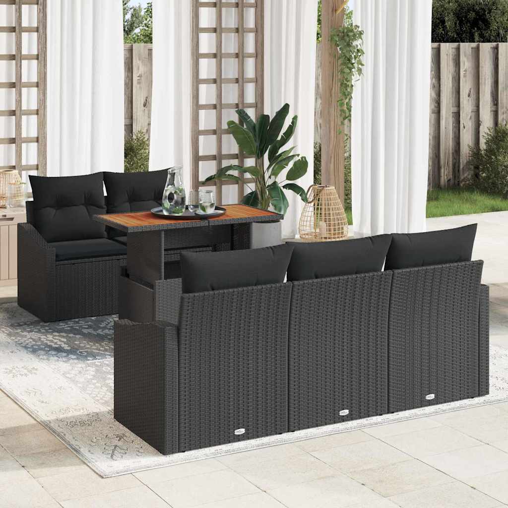 Garten Essgruppe mit Kissen 6 pcs Schwarz und Braun