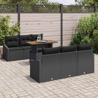 Garten-Sofa-Set mit Kissen mit Kissen 7 pcs Schwarz und Braun