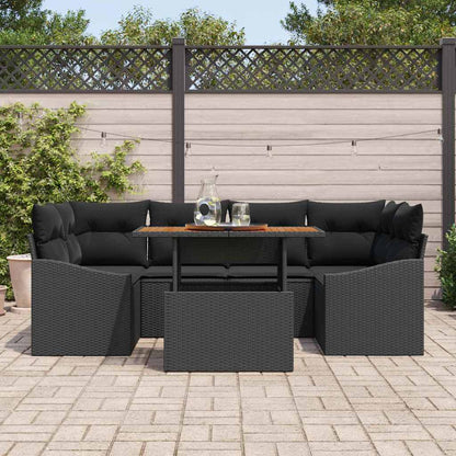 vidaXL Ensemble de salle à manger de jardin 7 pcs avec coussins Noir et marron