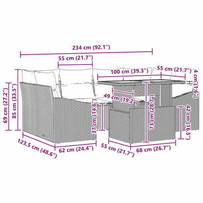 vidaXL Ensemble de salle à manger de jardin 7 pcs avec coussins Noir et marron