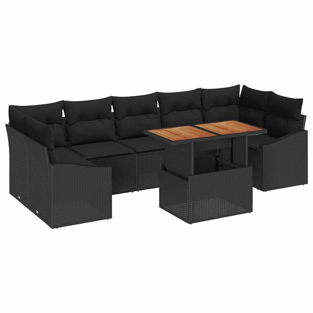 Garten Essgruppe mit Kissen 8 pcs Schwarz und Braun