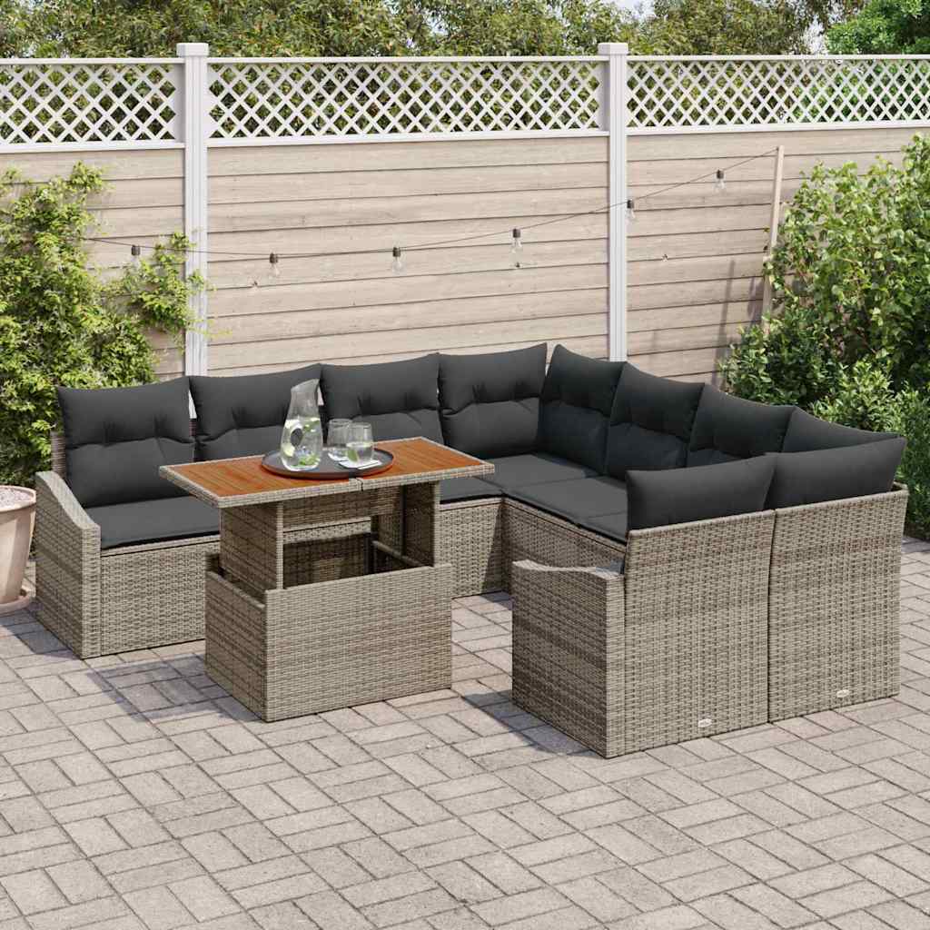Garten Essgruppe mit Kissen Grau und Braun 100 x 55 x 73 cm