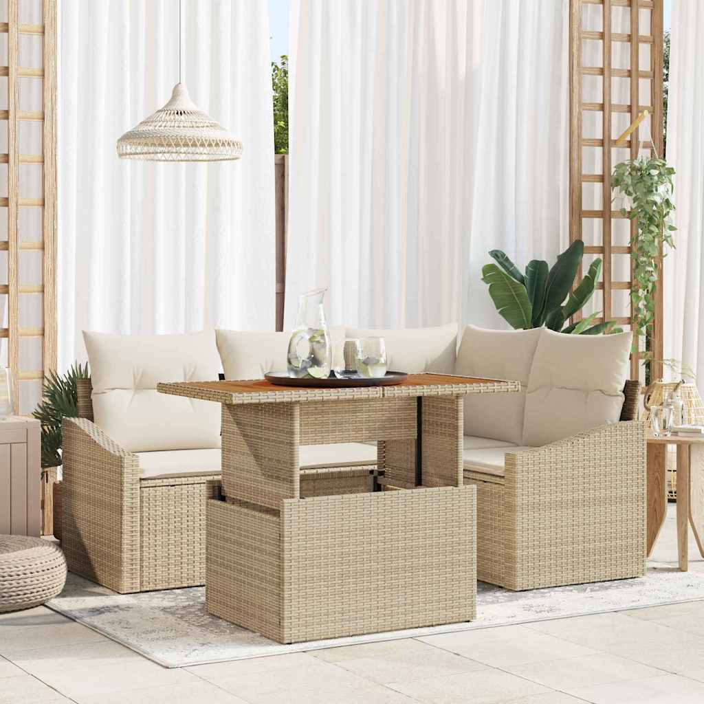 Garten Essgruppe mit Kissen 5 pcs Beige und Creme