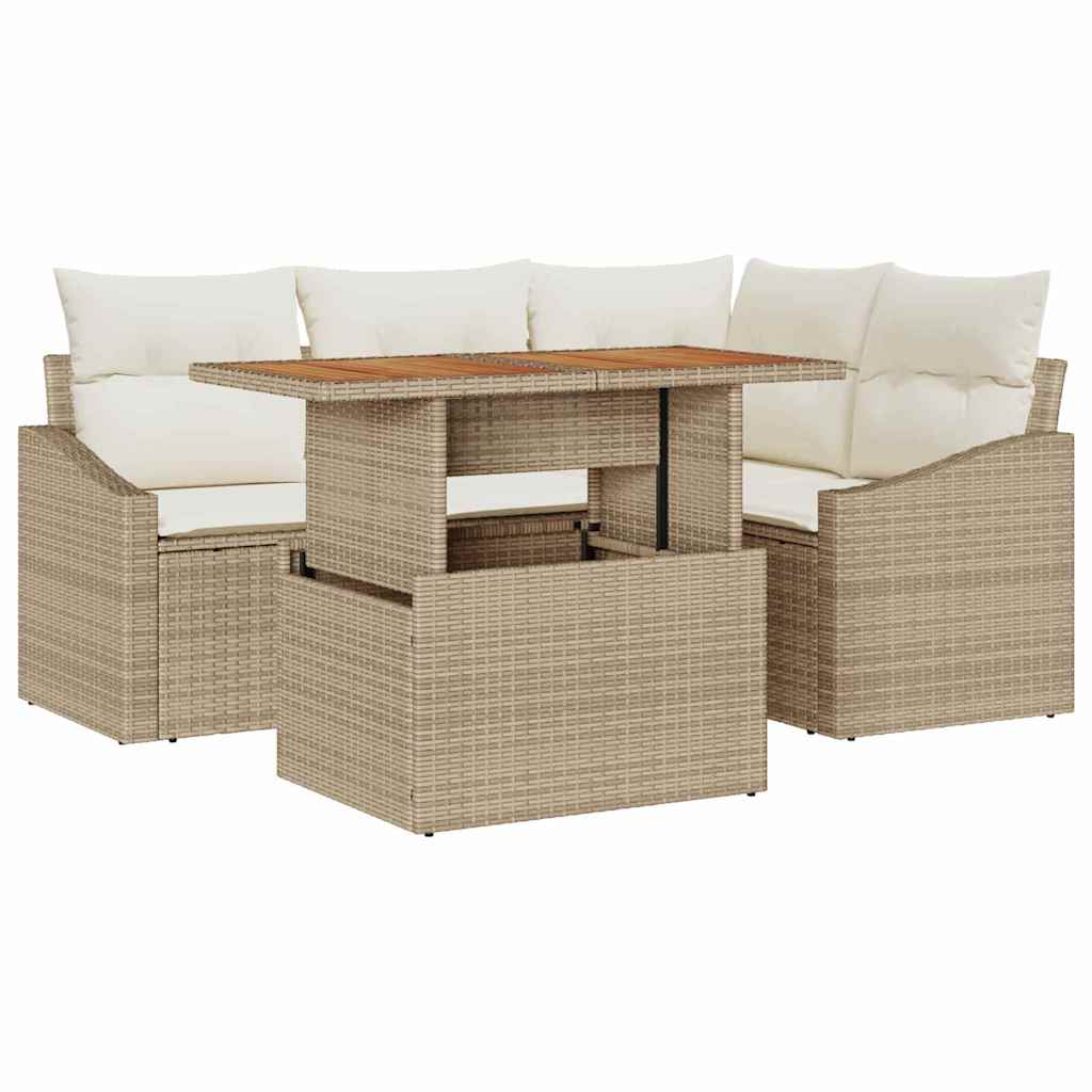 Garten Essgruppe mit Kissen 5 pcs Beige und Creme