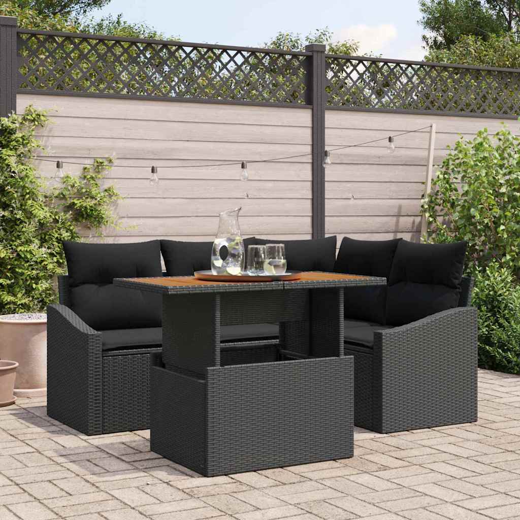 Garten Essgruppe mit Kissen 5 pcs Schwarz und Braun