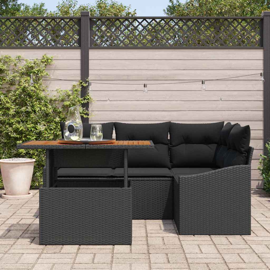 Garten Essgruppe mit Kissen 5 pcs Schwarz und Braun