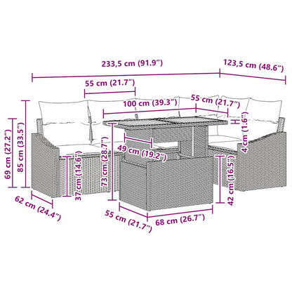 Garten Essgruppe mit Kissen 6 pcs Grau und Braun