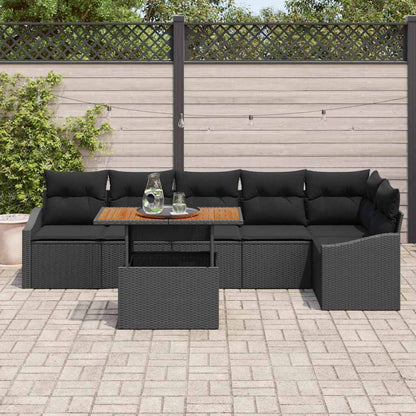 vidaXL Salon de jardin avec coussins 7 pcs Noir et Marron