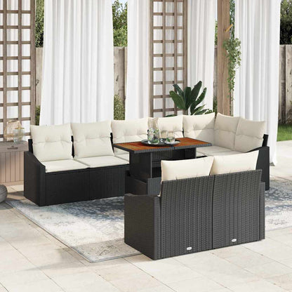 Garten-Sofa-Set mit Kissen mit Kissen 9 pcs Schwarz und Creme