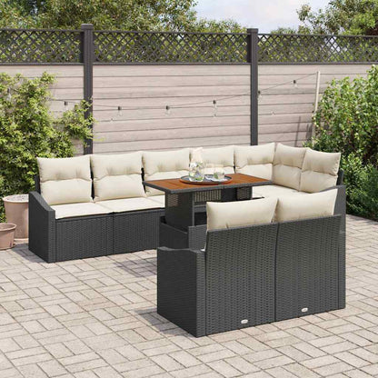 Garten-Sofa-Set mit Kissen mit Kissen 9 pcs Schwarz und Creme
