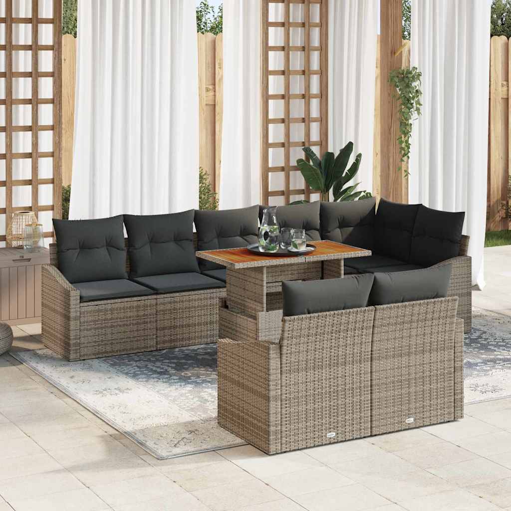 Garten-Sofa-Set mit Kissen mit Kissen 9 pcs Grau und Braun