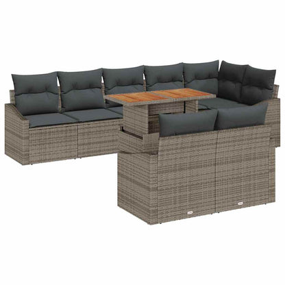 Garten-Sofa-Set mit Kissen mit Kissen 9 pcs Grau und Braun