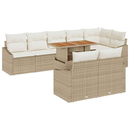 Garten-Sofa-Set mit Kissen mit Kissen 9 pcs Beige und Creme
