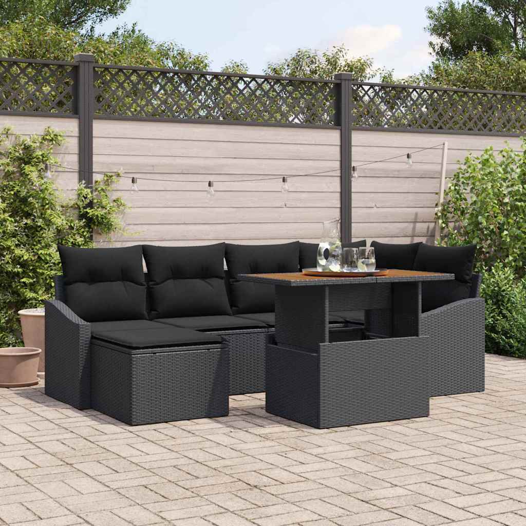 vidaXL Garten Essgruppe mit Kissen 7 pcs Schwarz und Braun