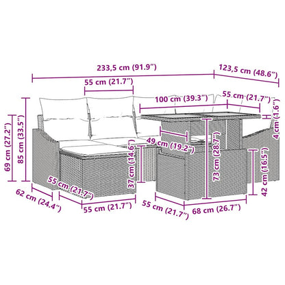 vidaXL Garten Essgruppe mit Kissen 7 pcs Schwarz und Braun
