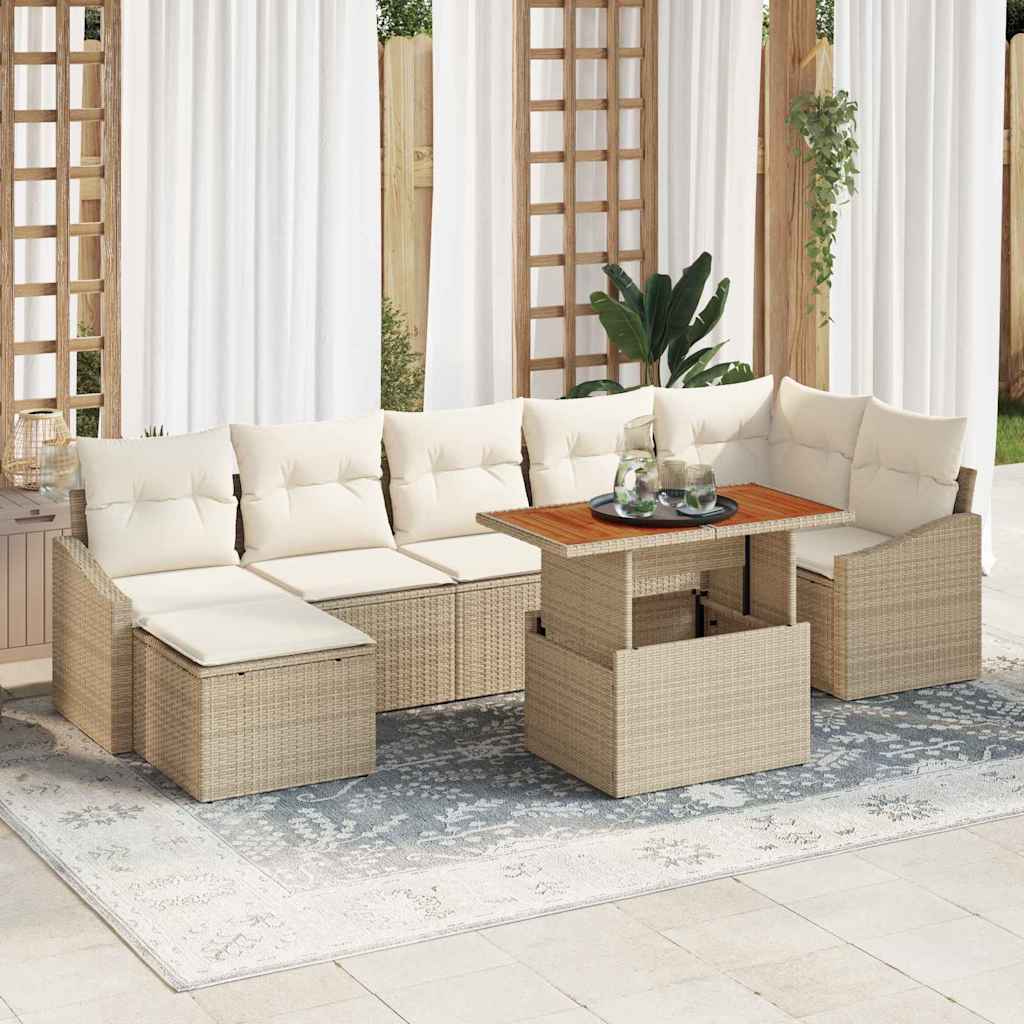 Garten Essgruppe mit Kissen 8 pcs Beige und Creme