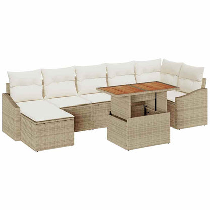 Garten Essgruppe mit Kissen 8 pcs Beige und Creme