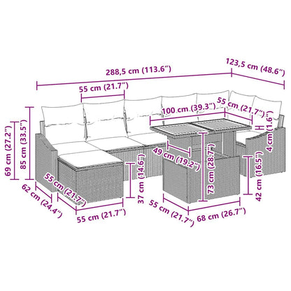 vidaXL Salon de jardin avec coussins 8 pcs Noir et marron