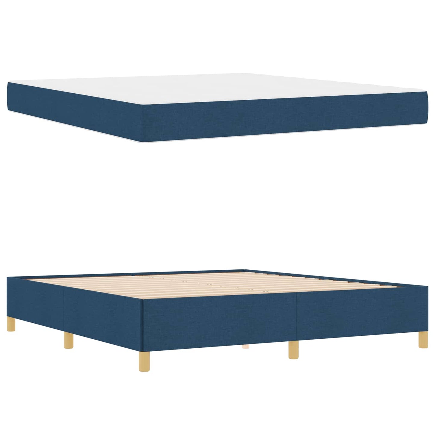 Bettrahmen mit Matratze Blau 180 x 200 cm Stoff