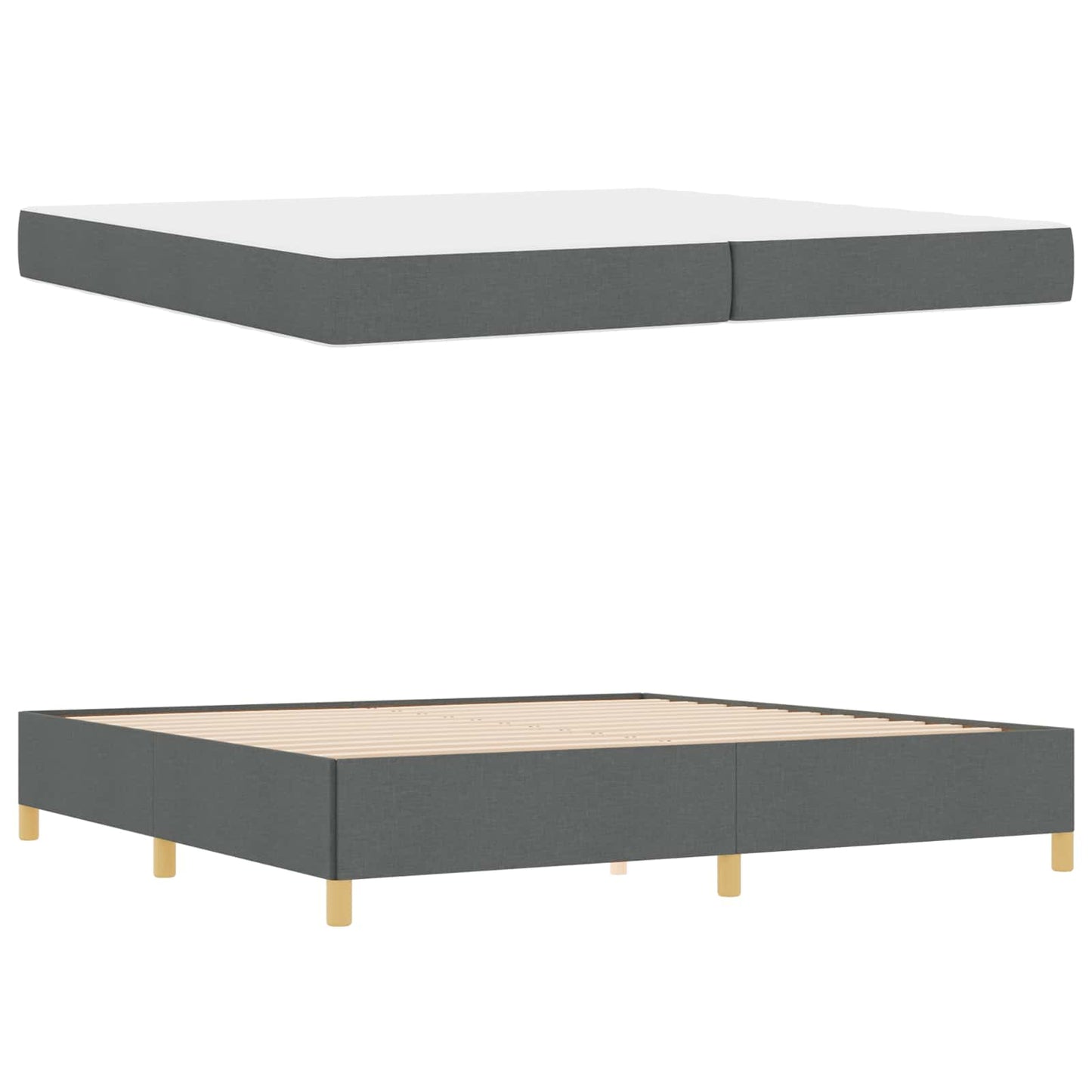 Bettrahmen mit Matratze Dunkelgrau 200 x 200 cm Stoff