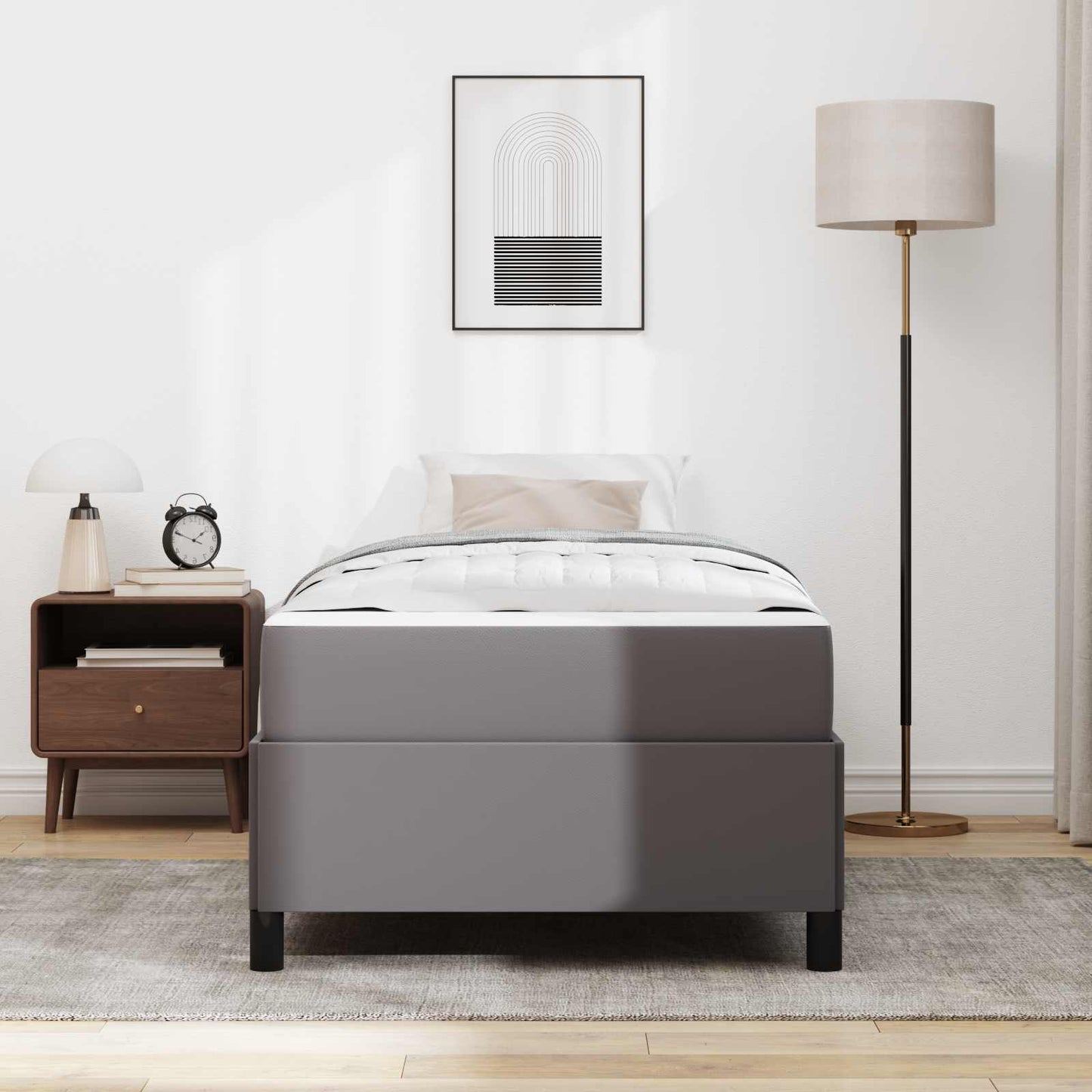 Bettrahmen mit Matratze Grau 80 x 200 cm Stoff