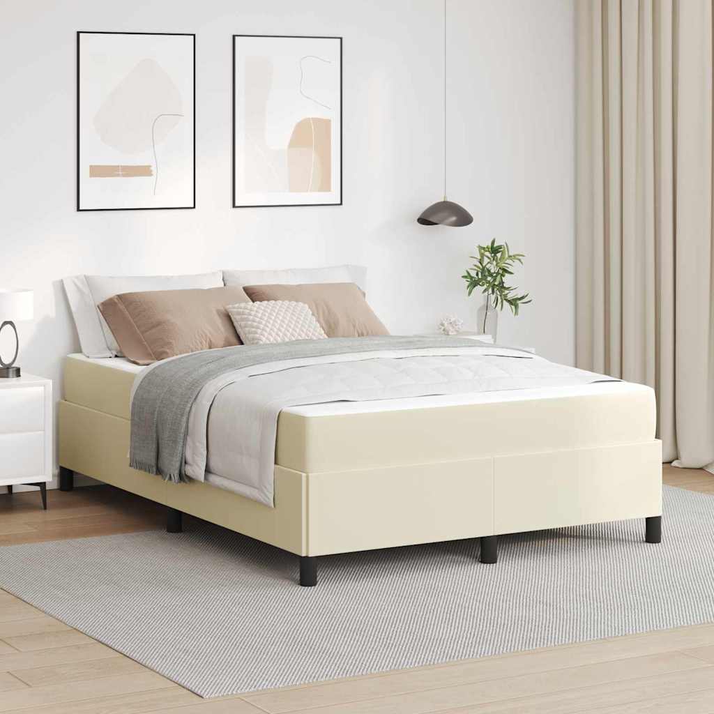 vidaXL Bettrahmen mit Matratze Creme 140 x 190 cm Stoff