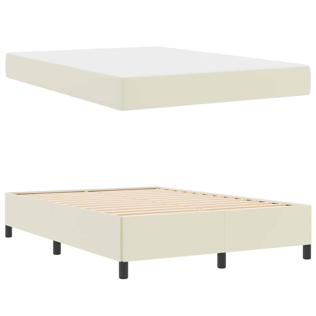 vidaXL Bettrahmen mit Matratze Creme 140 x 190 cm Stoff
