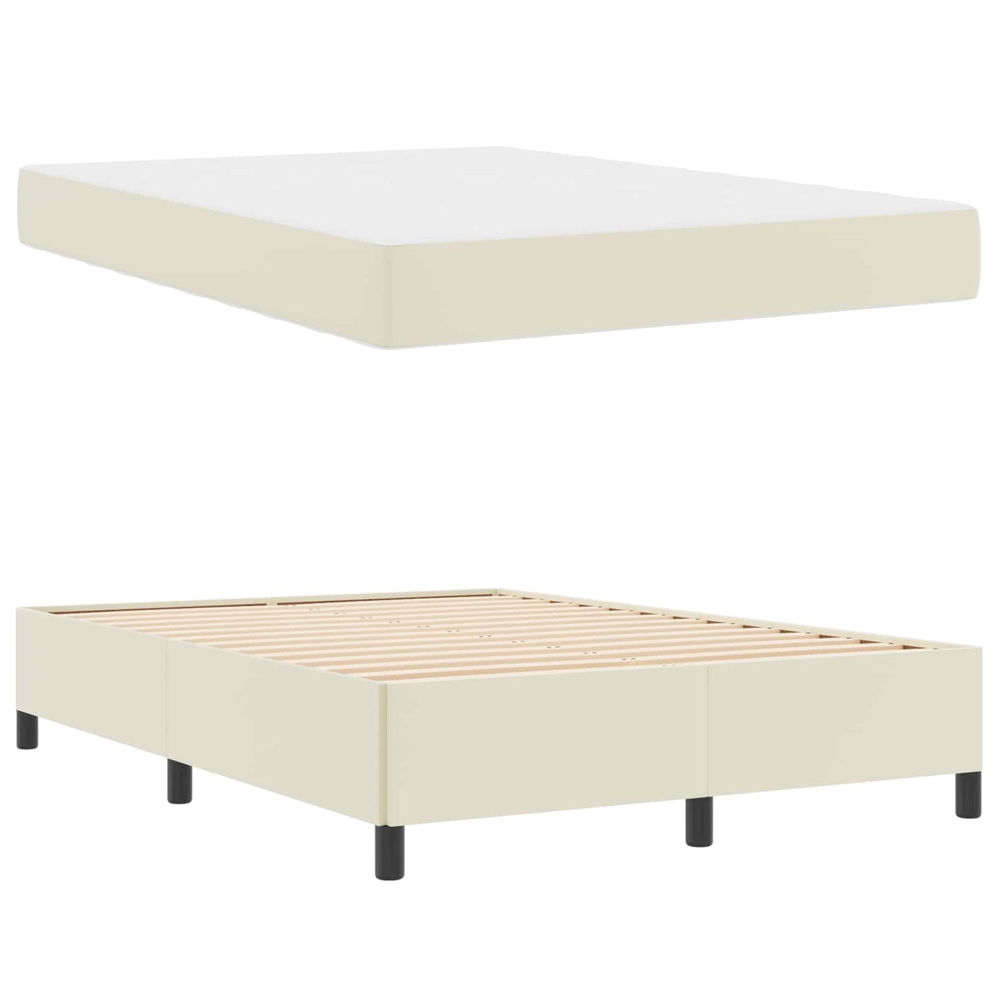 vidaXL Bettrahmen mit Matratze Creme 140 x 190 cm Stoff