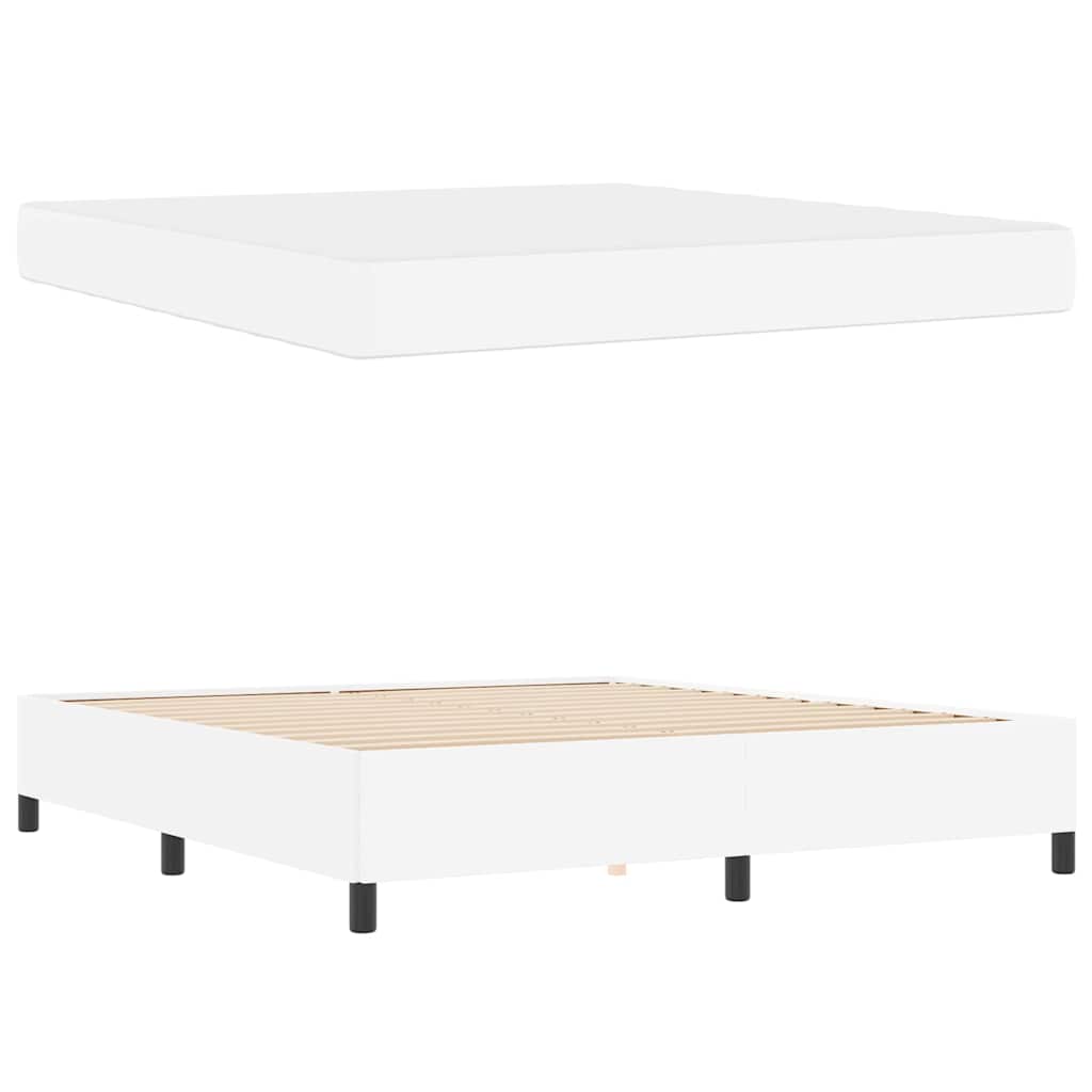 Bettrahmen mit Matratze Weiß 180 x 200 cm Stoff