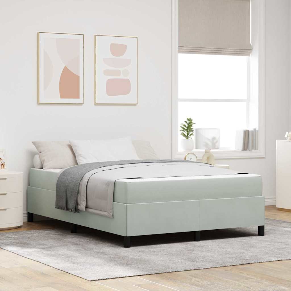 vidaXL Bettrahmen mit Matratze Hellgrau 160 x 200 cm Stoff