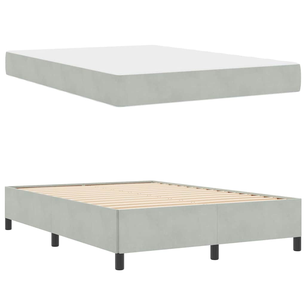 vidaXL Bettrahmen mit Matratze Hellgrau 160 x 200 cm Stoff