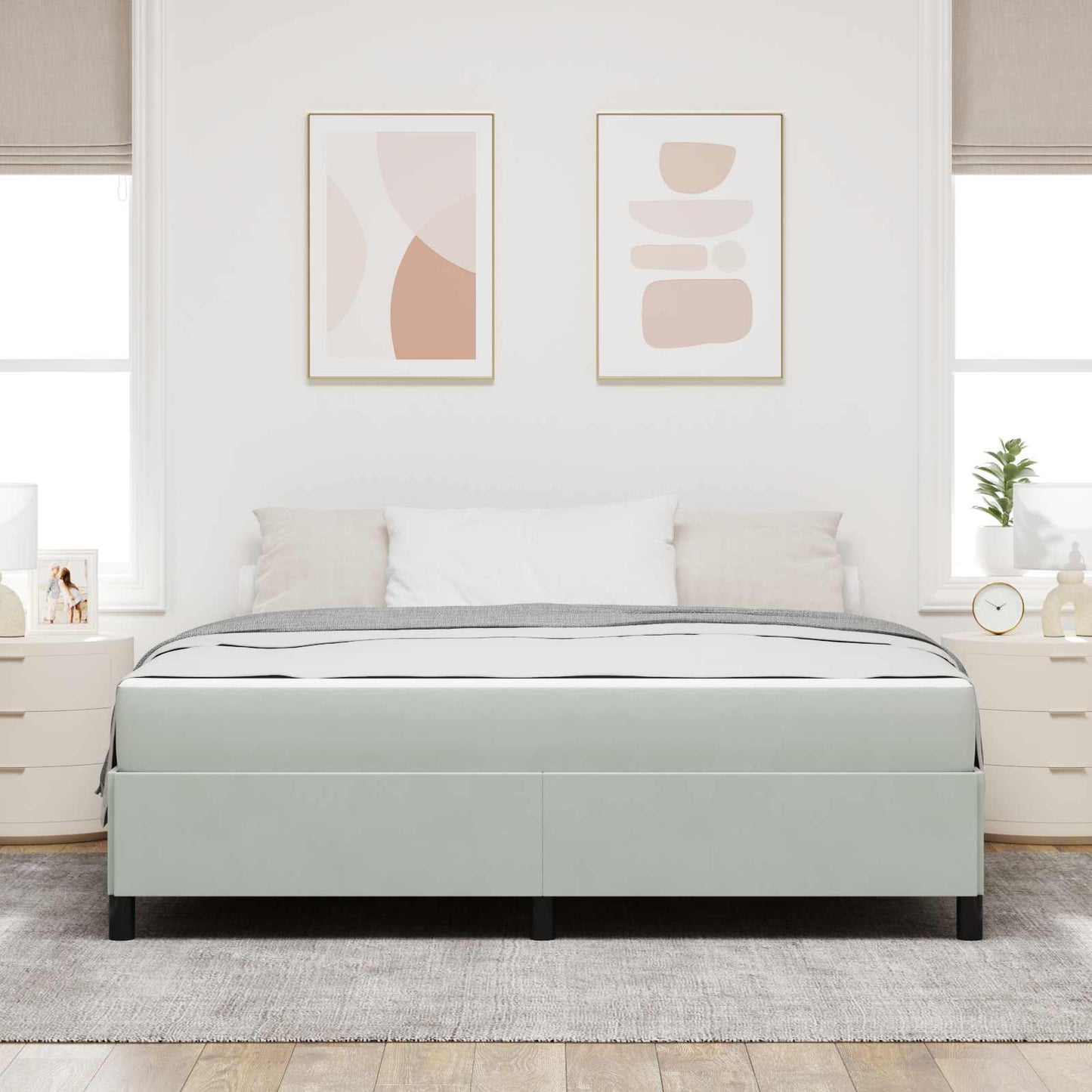 vidaXL Bettrahmen mit Matratze Hellgrau 180 x 200 cm Stoff