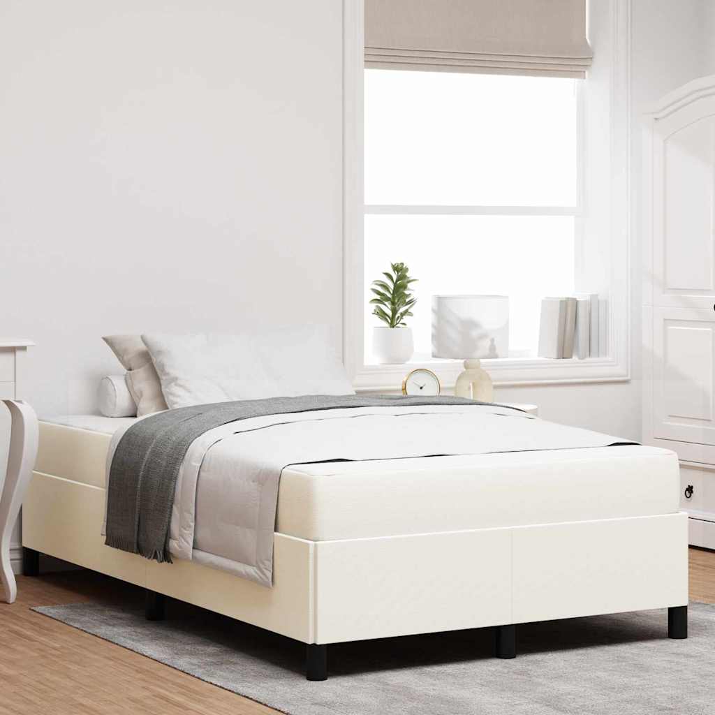 vidaXL Bettrahmen mit Matratze Creme 120 x 190 cm Stoff