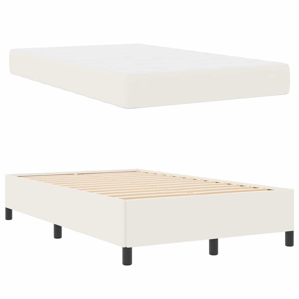 vidaXL Bettrahmen mit Matratze Creme 120 x 190 cm Stoff