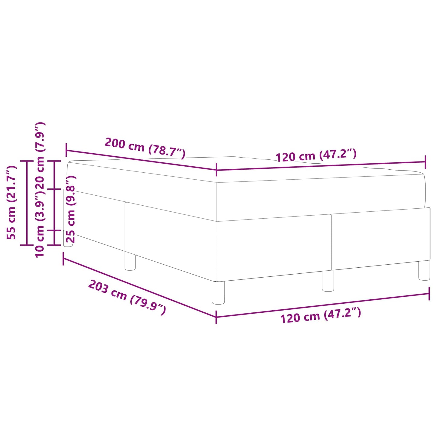 Bettrahmen mit Matratze Creme 120 x 200 cm Stoff