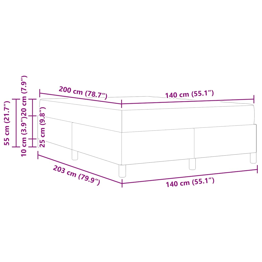 Bettrahmen mit Matratze Dunkelgrau 140 x 200 cm Stoff