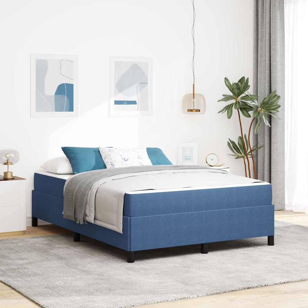 vidaXL Bettrahmen mit Matratze Blau 160 x 200 cm Stoff
