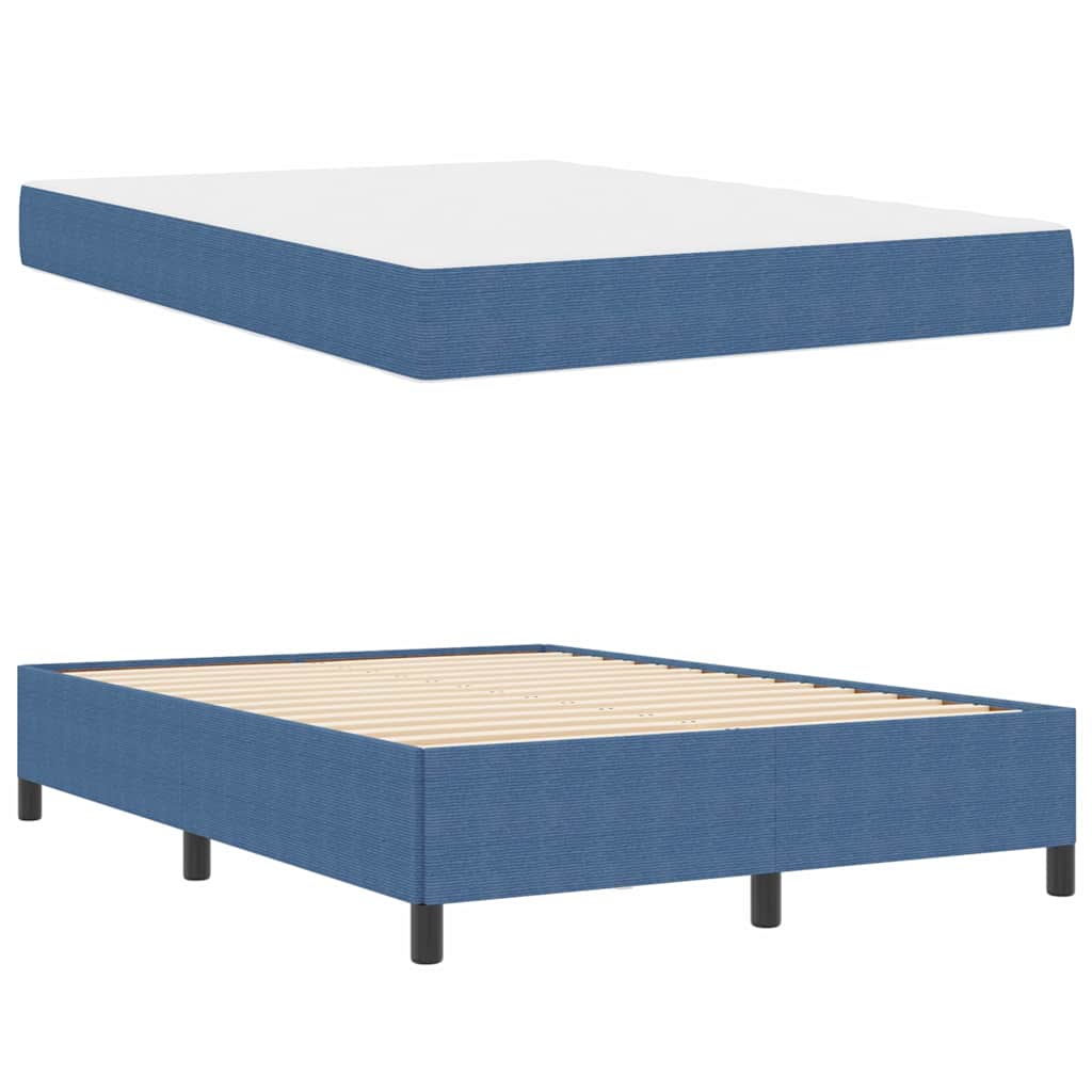 vidaXL Bettrahmen mit Matratze Blau 160 x 200 cm Stoff