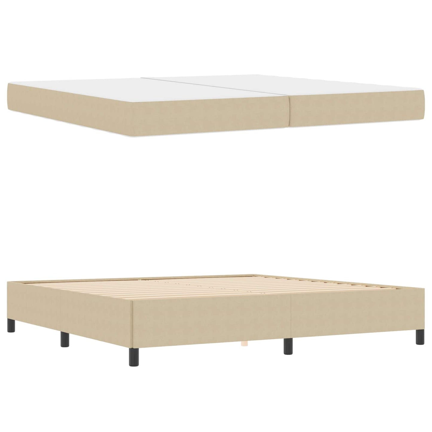 Bettrahmen mit Matratze Hellgrün-Grau 200 x 200 cm Stoff