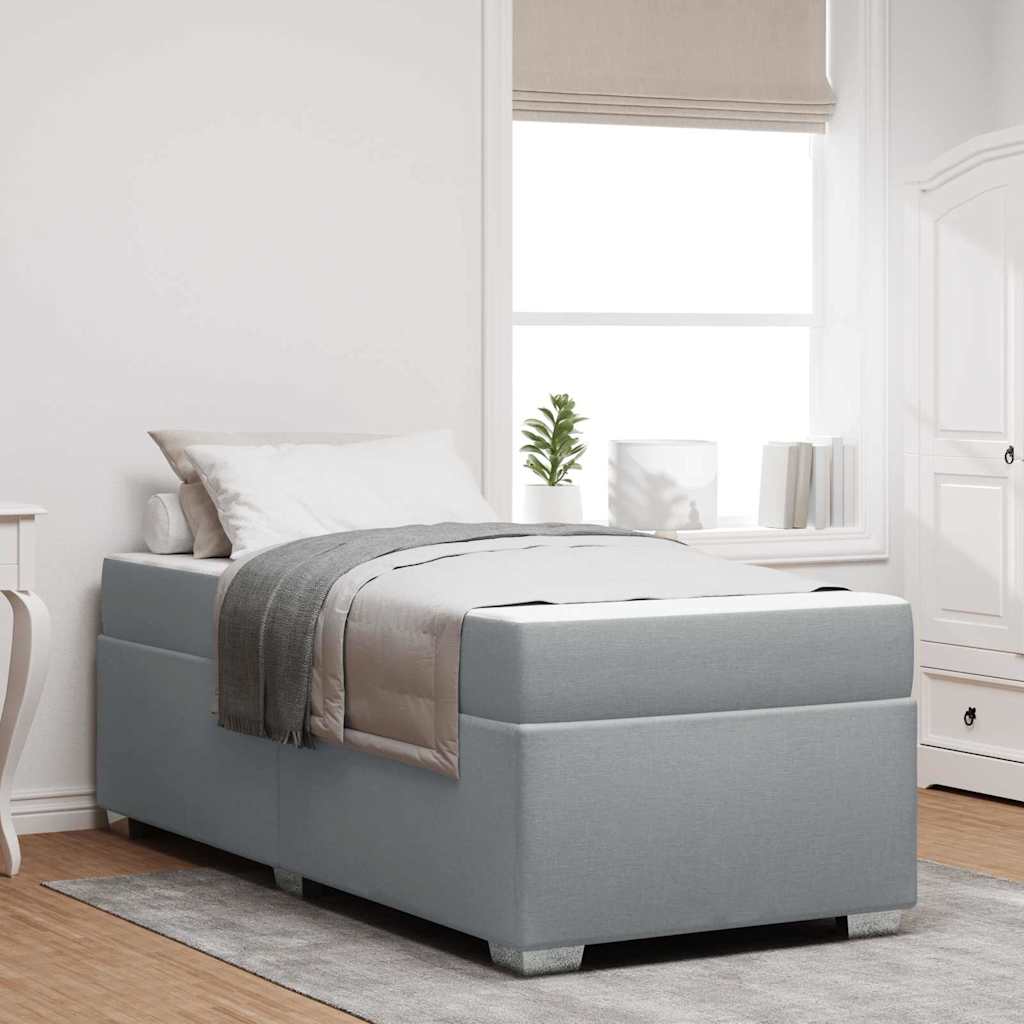 Bettrahmen mit Matratze Hellgrau 90 x 200 cm Stoff