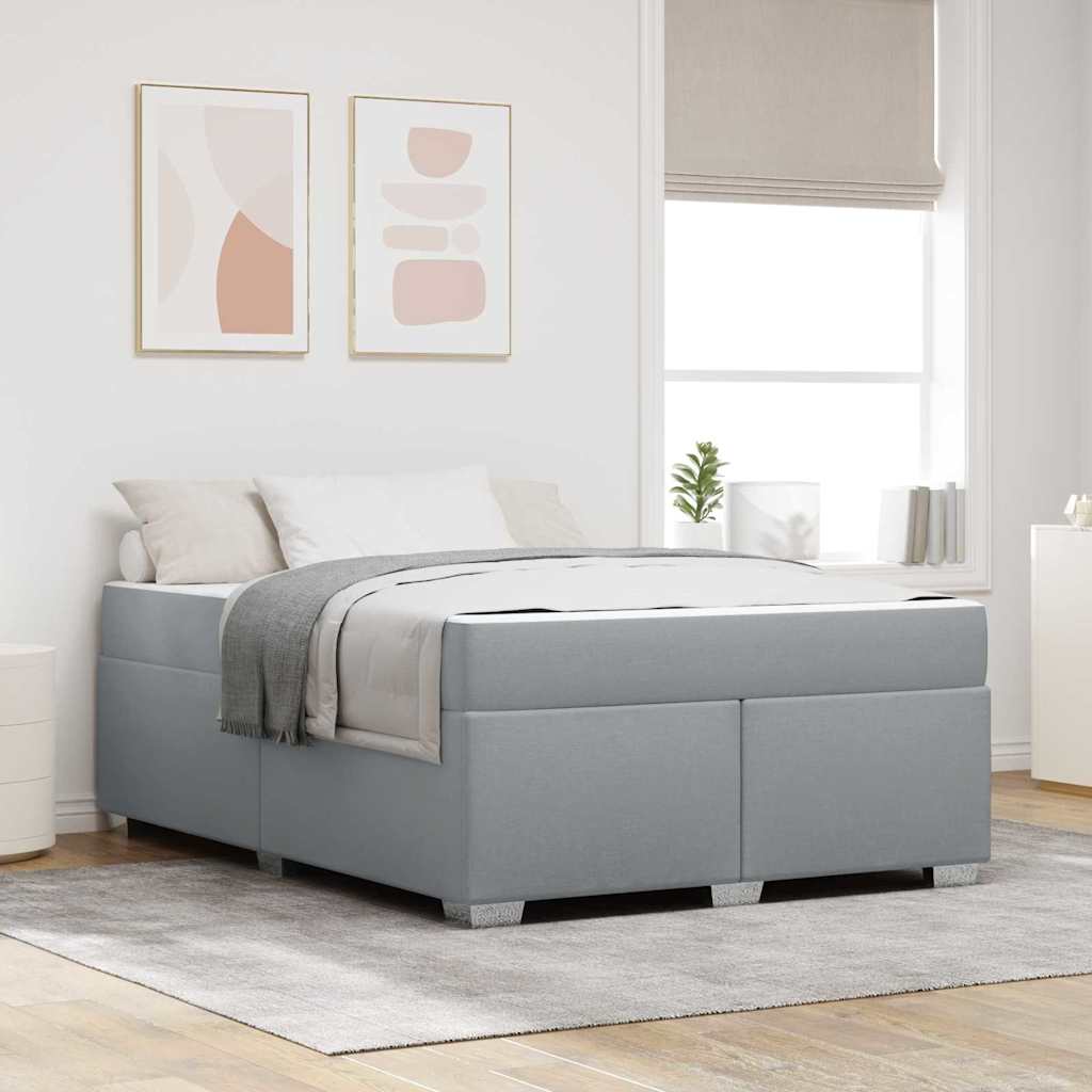 Bettrahmen mit Matratze Hellgrau 160 x 200 cm Stoff